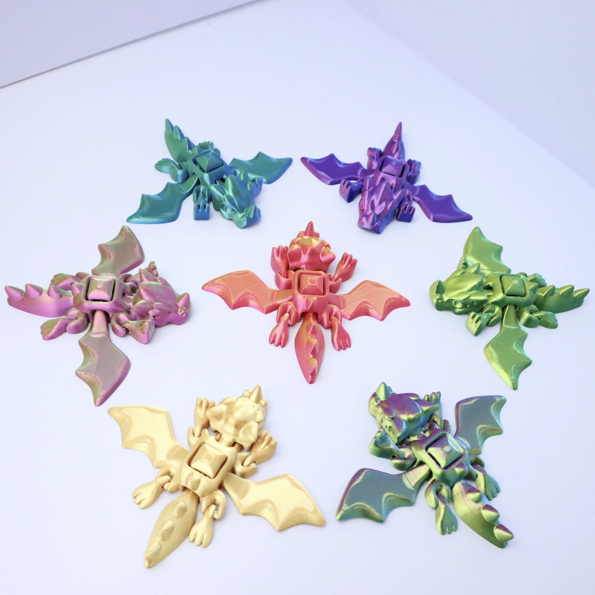 3D Printed Skeleton Flying Triceratops Multi-joint Movable Model Crafts, Cute Animal Office Desktop Ornaments Craft Gifts