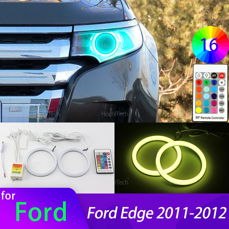 

For Ford Edge 2011-2012 Car Accessories High Quality Remote Control 16-Color RGB Cotton LED Angel Eye Rings Daytime Light