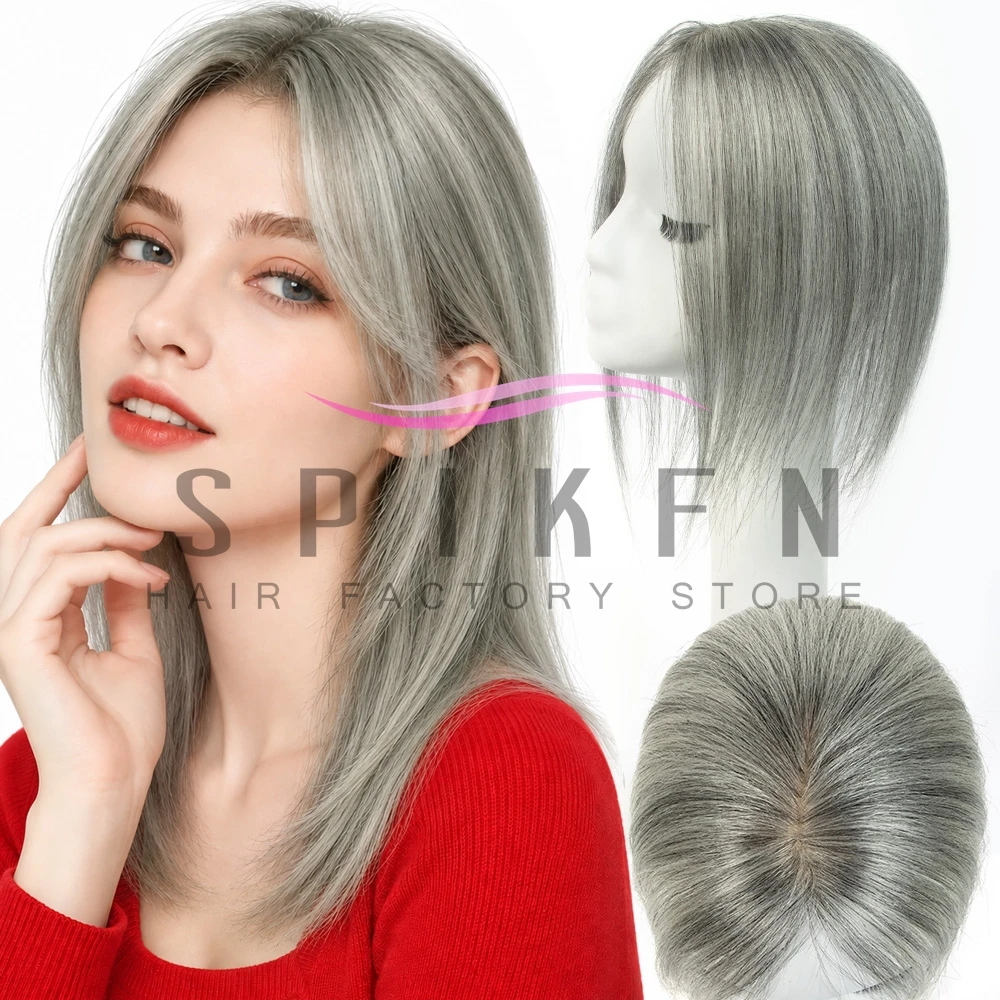 Human Hair Toppers with 2 Clips Lace Hair Toppers for Women Natural Color for Thin Hair Toppers Base High Quality Add Volume
