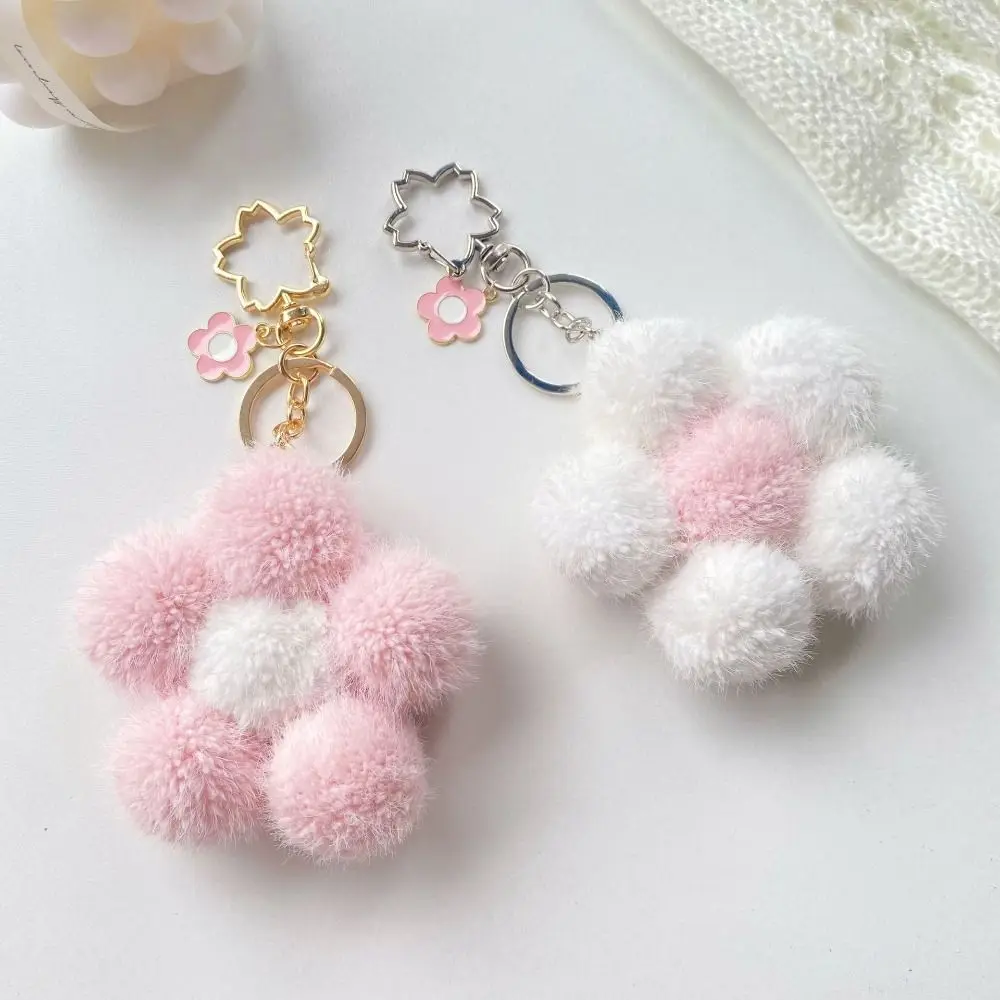 Bag Decoration Plush Key Buckle Car Key Ring Ornaments Backpack Charms Stuff Plush Toy Flower Keychain Cartoon Plush Pendant