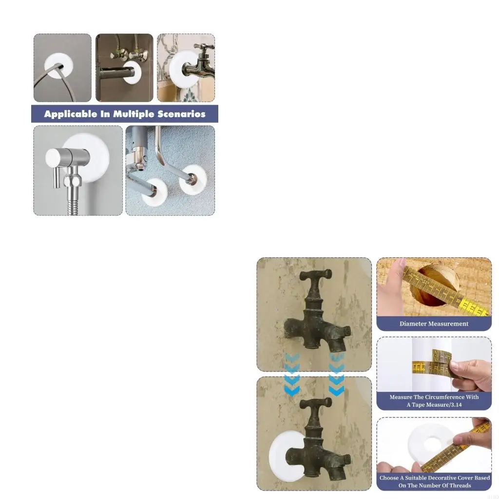   Set Of 4 Plastic Pipe Cover Plates Wall Protector Guards Upgrades Easy Attaches On