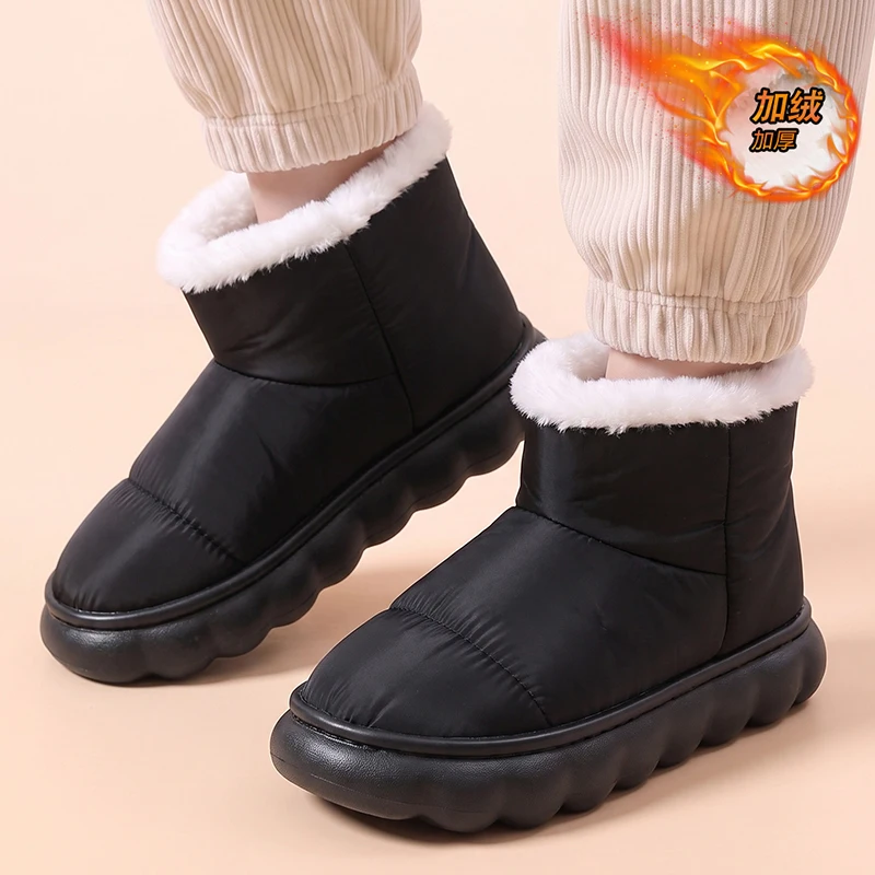 Children's Winter Waterproof Warm Ankle Snow Boots Plush Lined Slip on Shoes with Heel Cover Indoor Outdoor Use for Boys Girls