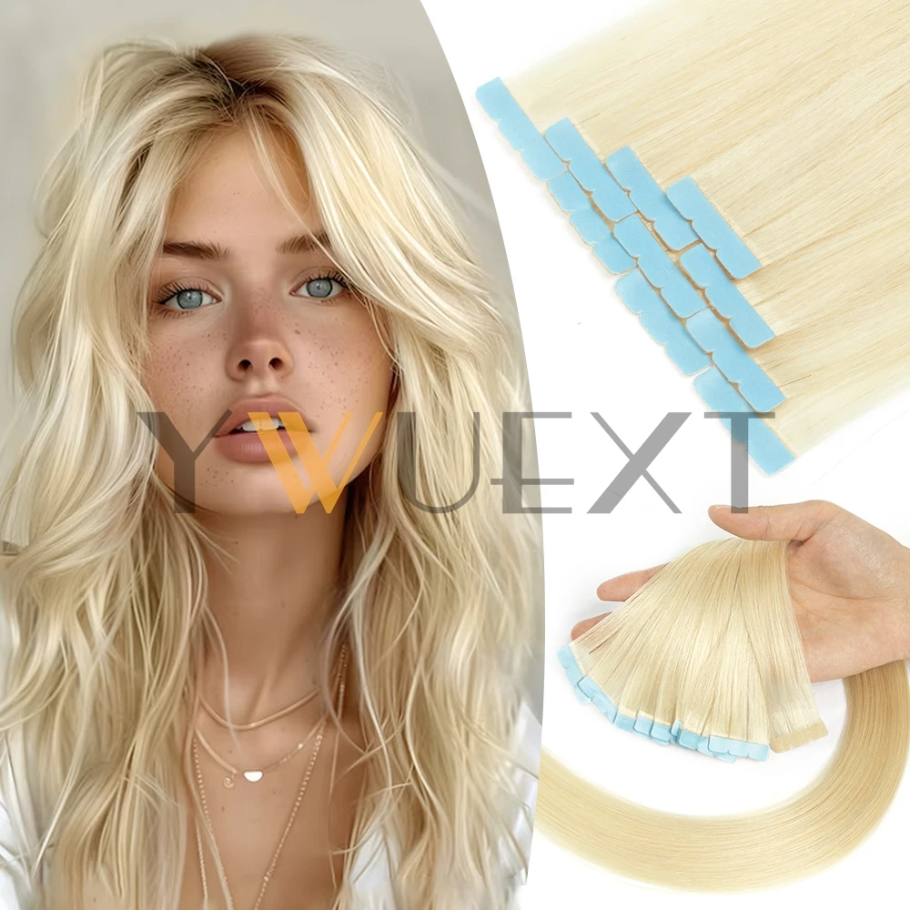 

Мини-лента Highlight Blonde из человеческих волос, прямая натуральная блондинка, микролента для волос на клее, 10 шт./упак., 12-24 дюйма, 80 шт., полная голова