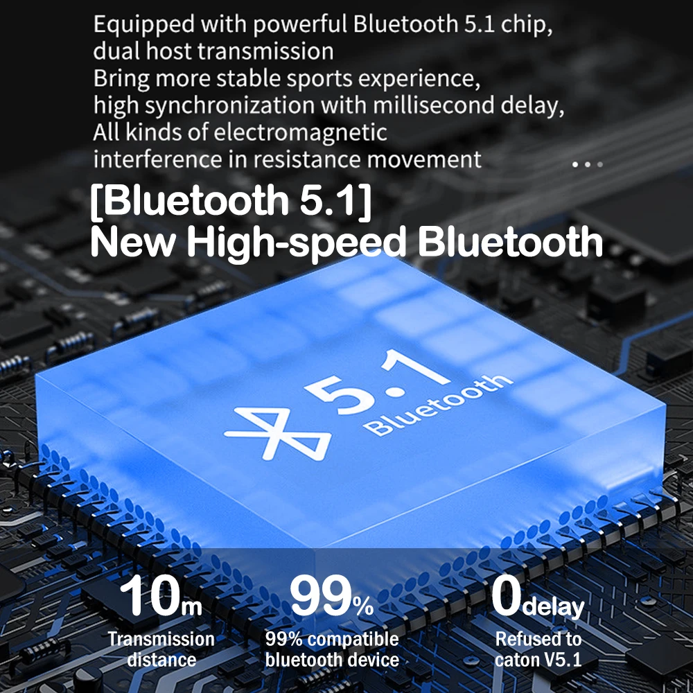 Thể Thao ENC Bluetooth 5.1 Không Dây Móc Tai Với Sạc Bass Nặng HiFi Stereo Chống Nước 100 Giờ Thời Gian Chờ Tai Nghe Nhét Tai