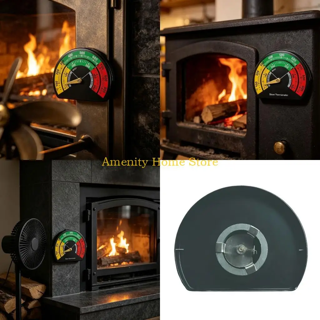 F26C Stove Thermometers Heat Reader with Clear Face for Flue Pipe Use