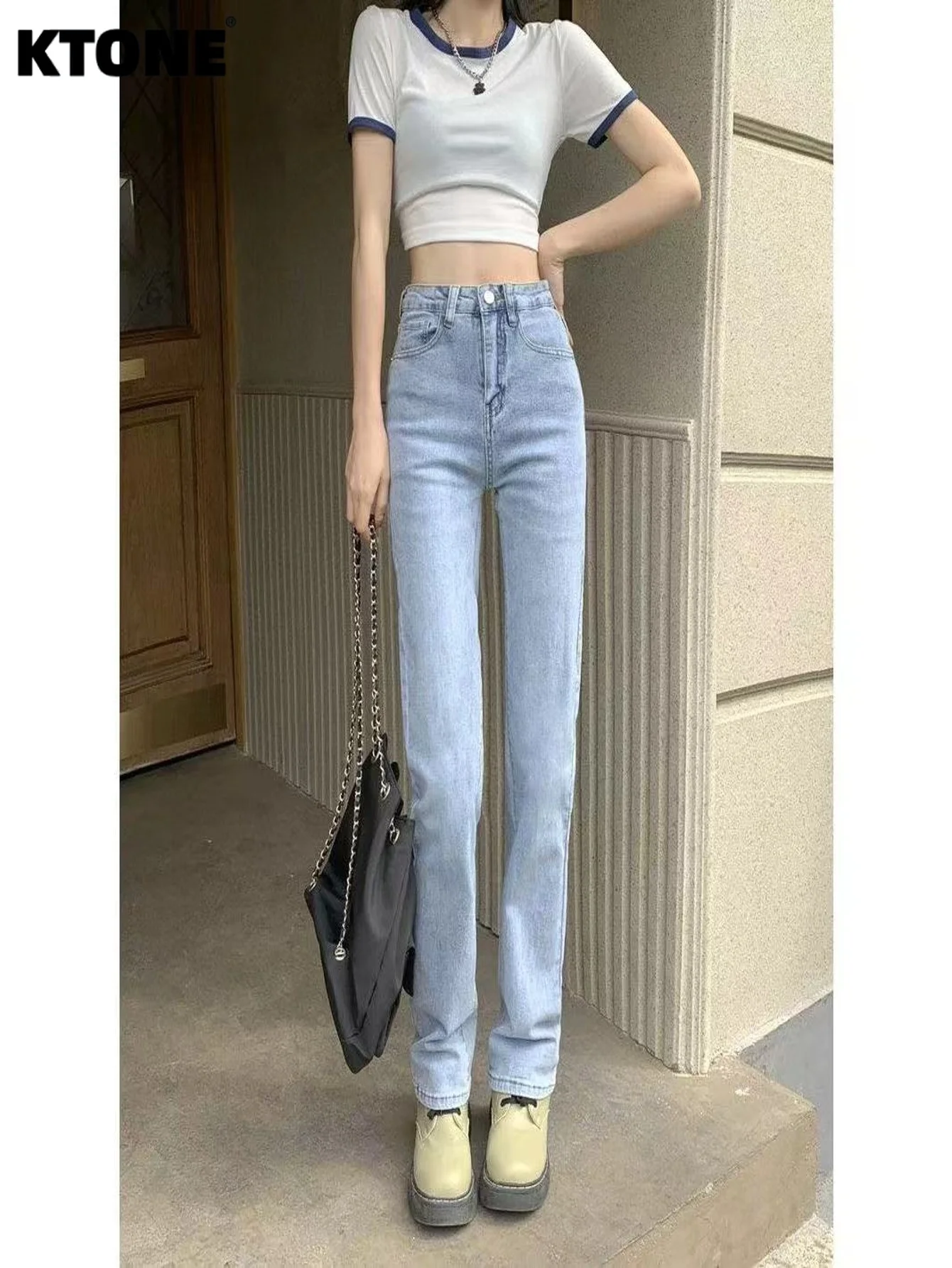 

Men's Slim Tight Blue Jeans Pants Unisex Y2k Drip Fashion Daily Wear No accessories or belts included