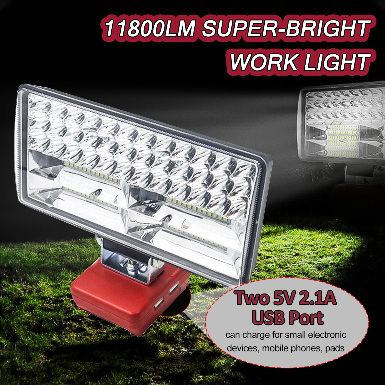 35W Emergency LED Work Light For Milwaukee 14.4V-18V Li-ion Battery Vertical Lamp Rechargeable Outdoor Portable Flashlight