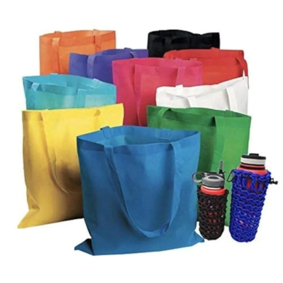 

Bulk 50 Reusable Tote Bags 15x16 Inches - Large Grocery Shopping Bags Multi Color Assortment Perfect for Events Conventions Gif