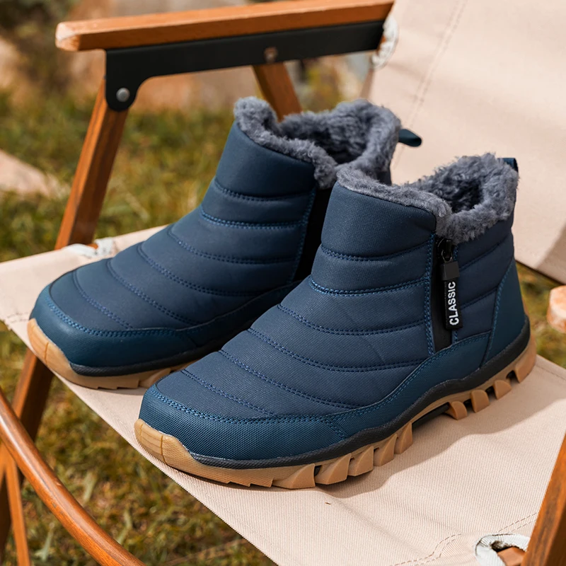 

Men's Winter Walking Shoes Anti Slip Casual Sneakers Plush Warm Outdoor Hiking Boots Men Daily Work Ankle Boots Bota Masculina
