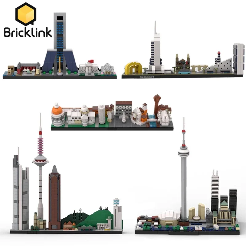 Bricklink MOC City Skyline architektura Brugia Toronto Madryt Frankfurt Pisa Guadalajara zestawy klocki zabawki dla dzieci prezent