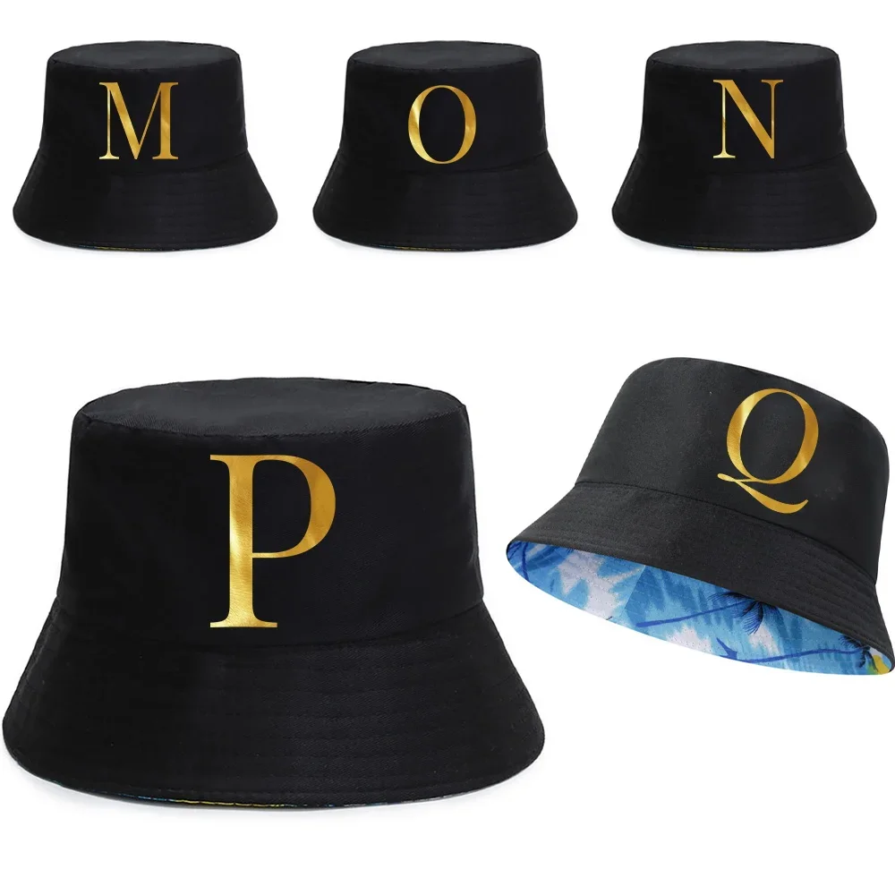 

2022 Summer UV-proof Visors Cap Reversible Fisherman Caps Letter Print Beach Fishing Hats Pure Cotton Bucket Hat for Women Men