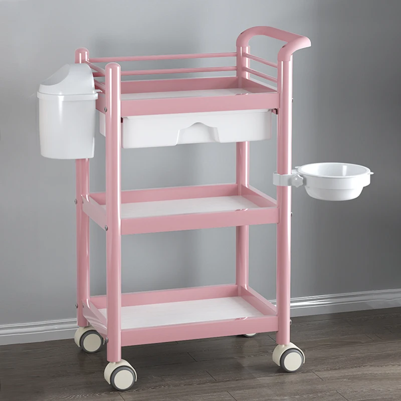 Hot Selling Custom High Quality New Design White Acrylic Trolley Hairdressing Beauty Cart Beauty Salon Trolley