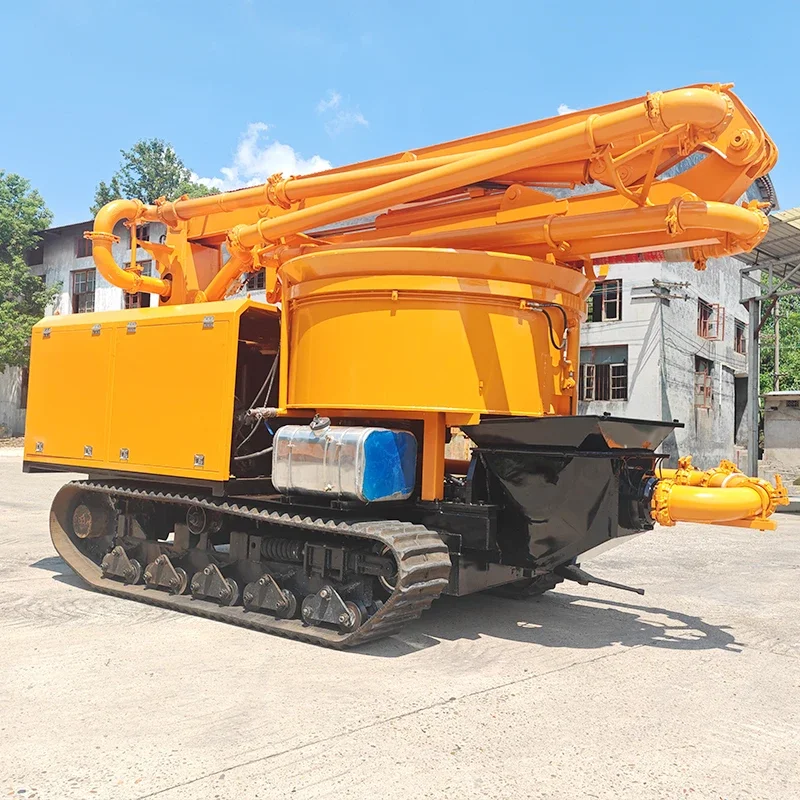 Crawler-type Mixing Boom Pump Concrete Delivery Truck Wireless Remote Control Hydraulic Telescopic Cloth Self-mixing Sky 