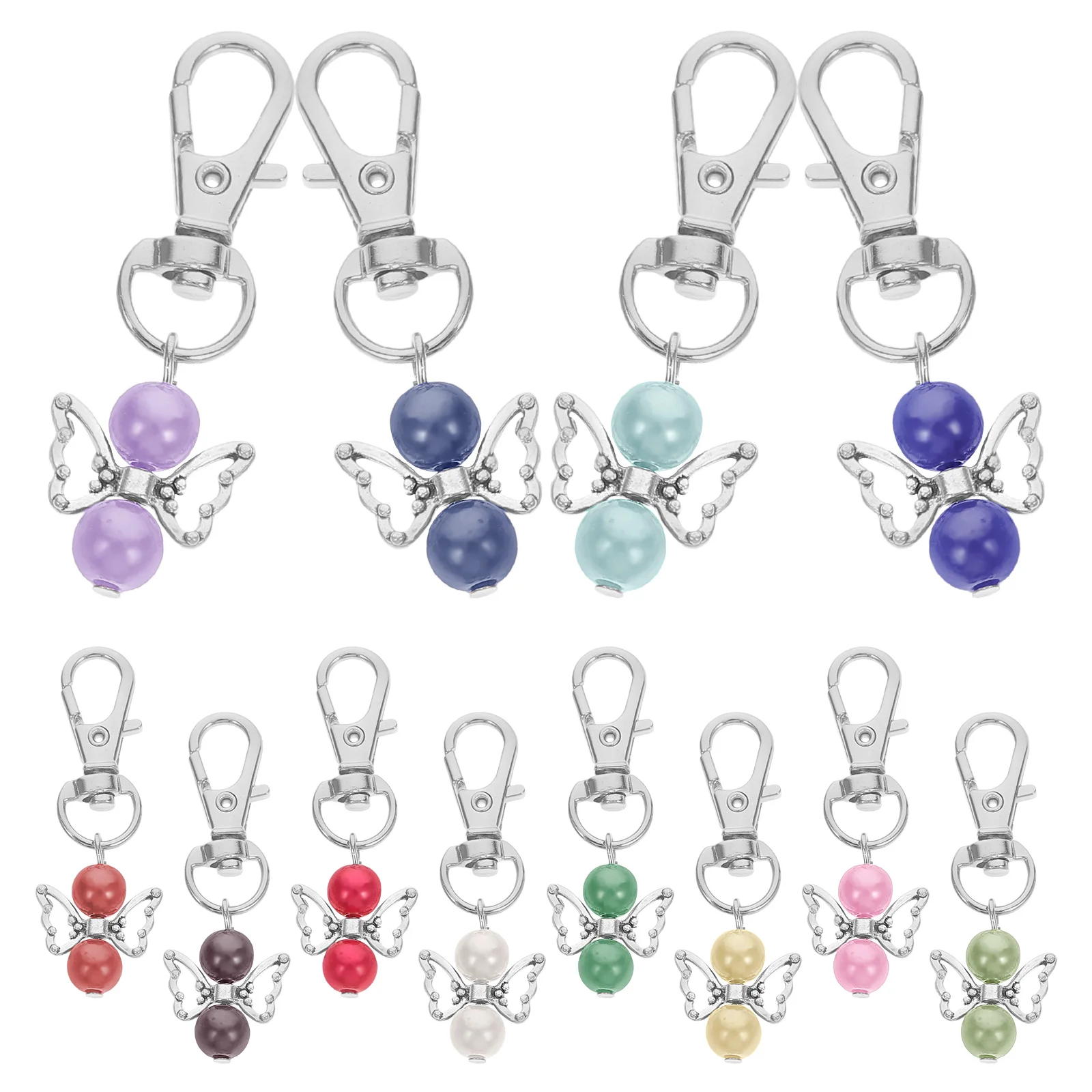 

12pcs Angel Wings Keychain Wedding Birthday Present Charms Cute Bag Glass Bead Baby Alloy Durable Elegant Accessories Jewelry