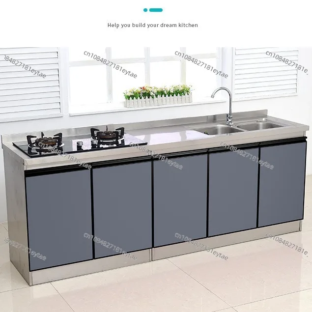 Stainless Steel Kitchen Cabinet Stove Cabinet Integrated Combination Storage Cupboard Overall Simple