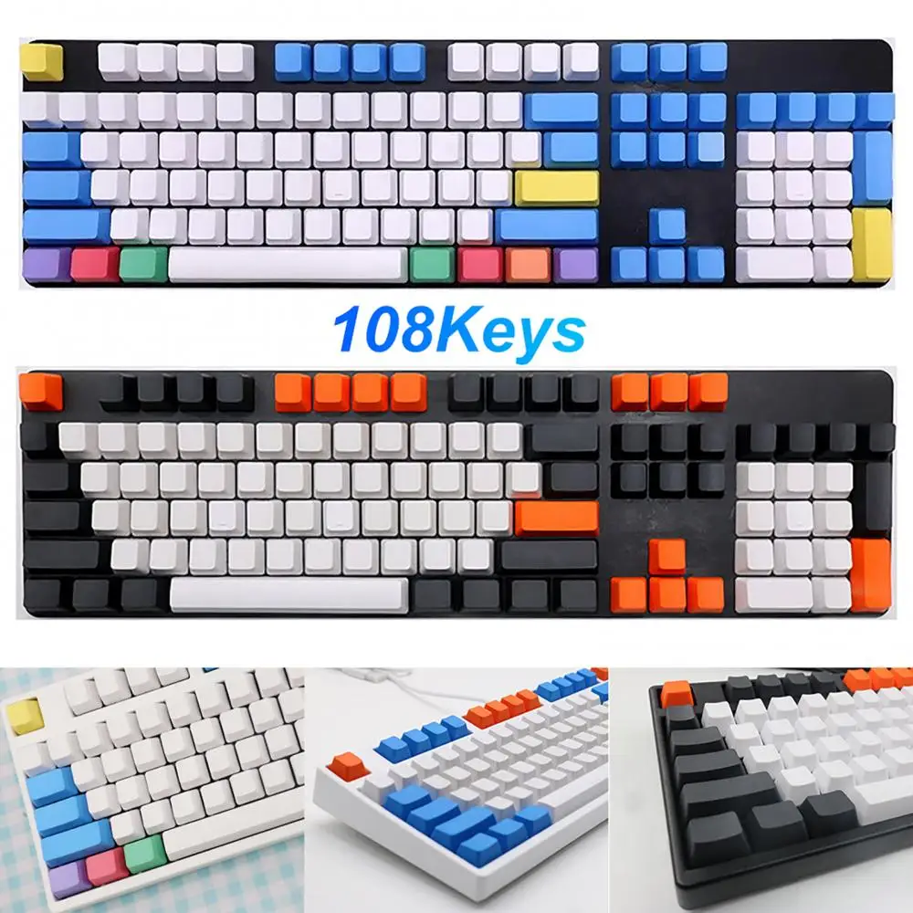 Universal Mechanical Keyboard Mechanical Keycaps 108Pcs PBT Lightproof No Letters Key Caps Replacement For Cherry MX Keycaps