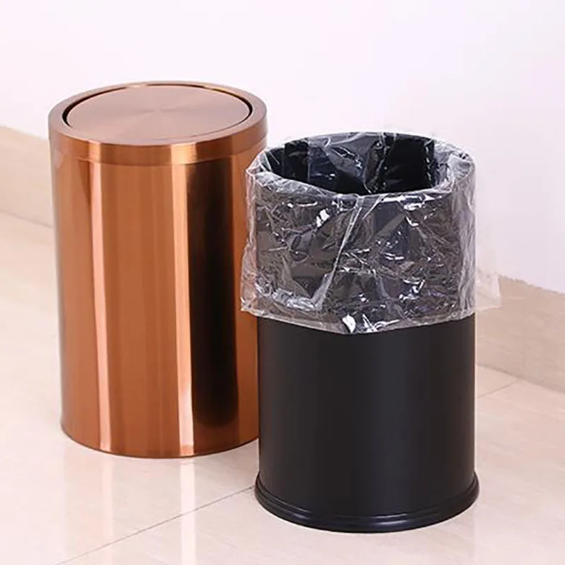 

Stainless Steel Small Trash Can Metal Black Elegant Garden Trash Can Hotel Room Smart Tools De Poubelle Garbage Bin For Dustbin