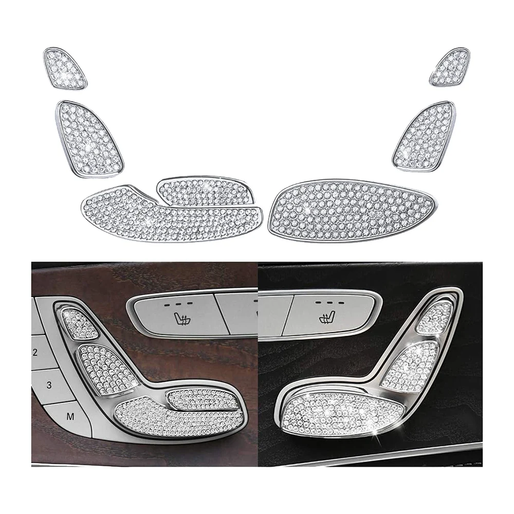 Car Seat Adjustment Button Cover Diamond Interior Decoration for Mercedes Benz W205 X253 C253 C GLC Class