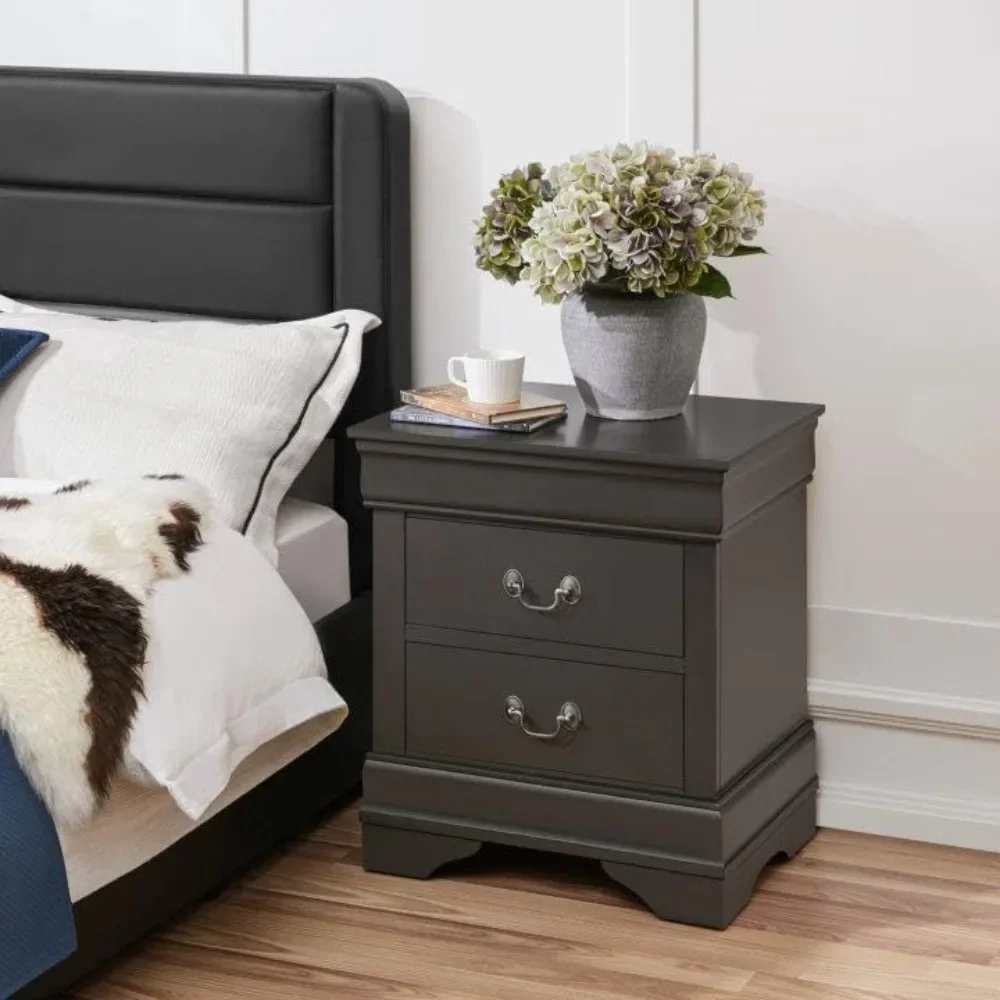 Nightstand, Classic 2-Drawer Large Bedside Table with Storage, Wooden Painted Storage Cabinet, Nightstand