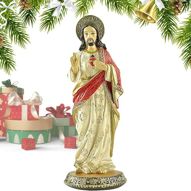 Desk Jesus Statue Collectible Jesus Tabletop Figurine Colorful Jesus Sculptures Portable Home Decoration For Bedroom Church