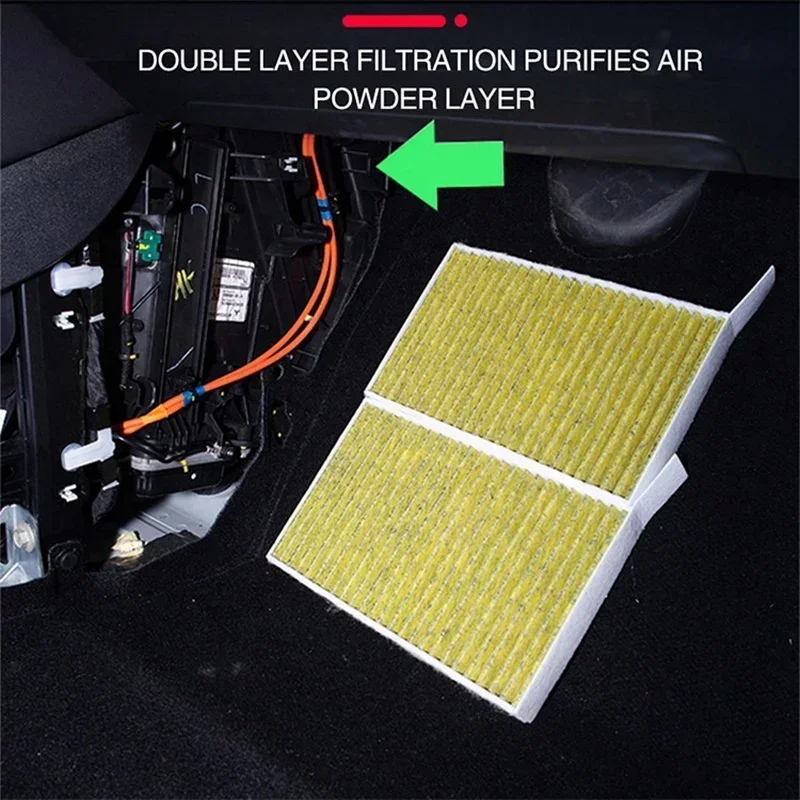 2Pcs Model 3 Air Conditioning Filter Replacement for Tesla Model 3 Y with Activated Carbon Car Air Filter