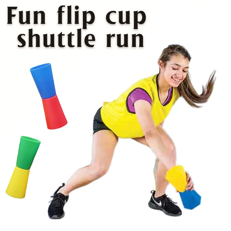 Juguetes de deportes al aire libre para niños, 10 piezas, juegos divertidos, Flip Cup Shuttle, correr, agilidad, cono, coordinación corporal,