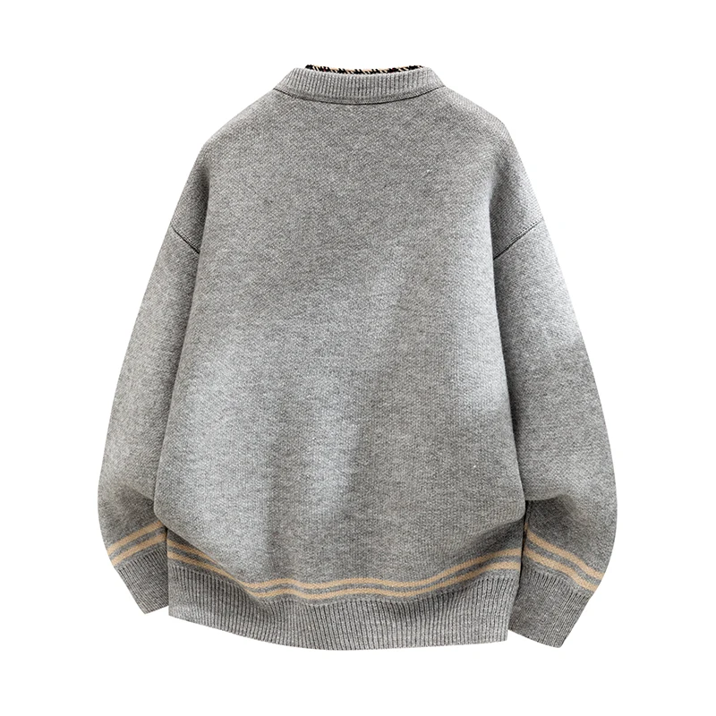 Winter Collection Mens Long-Sleeved Sweater Jacket Single-Breasted Striped Color-Blocking Knitwear Keep Warm Hot-Selling for Men