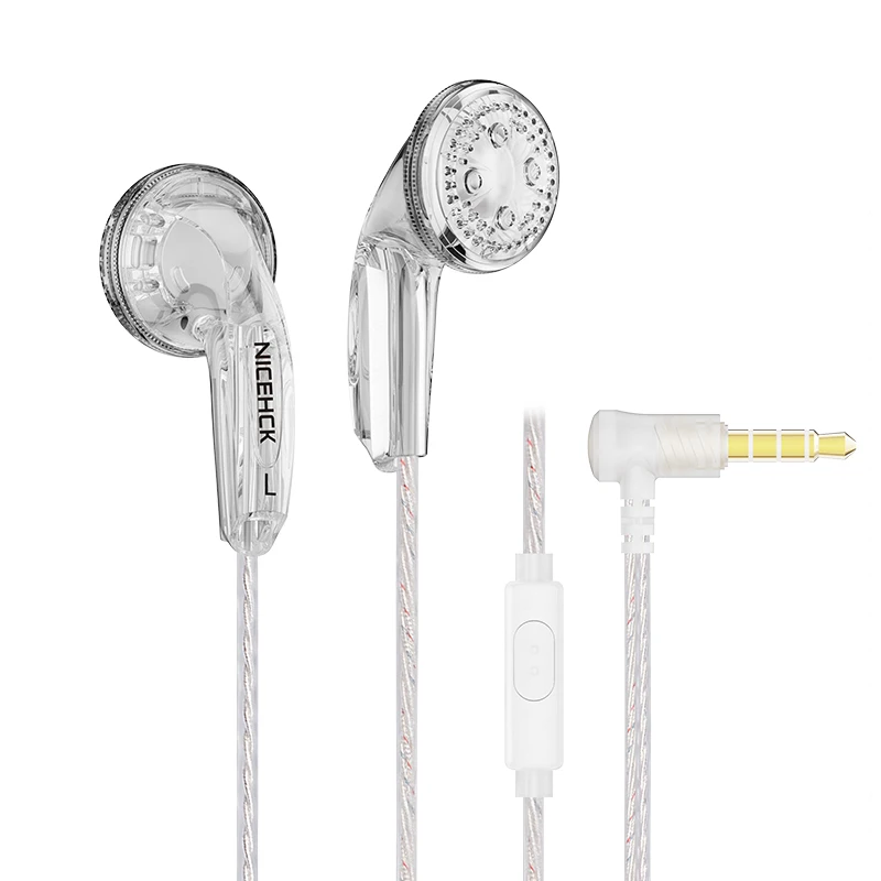 Nicehck yd30 uv verniz superfície 3.5mm música alta fidelidade com fio fone de ouvido 15.4mm dinâmico hd microfone earbud para jogos reunião vida