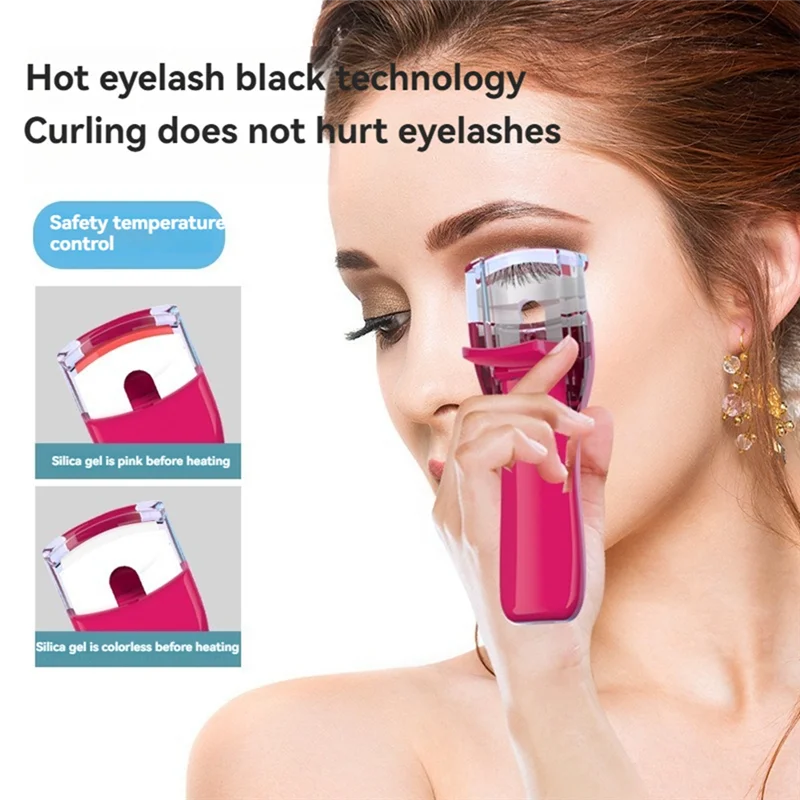 【مشعبية】فرشاة تجعيد الرموش الكهربائية المحمولة، فرشاة تجعيد الرموش الساخنة، كفاف العين، أداة تجعيد التسخين السريع B