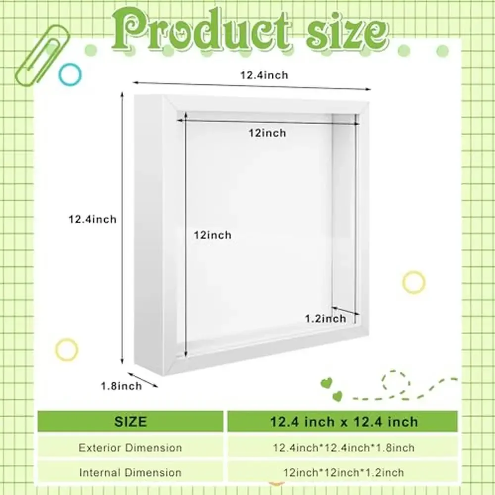 Vetrina per scatola ombra in legno profondo 12x12 Confezione da 4 finestre in plexiglass Cornice 3D Memorabilia Artigianato fai-da-te essiccato Casa versatile