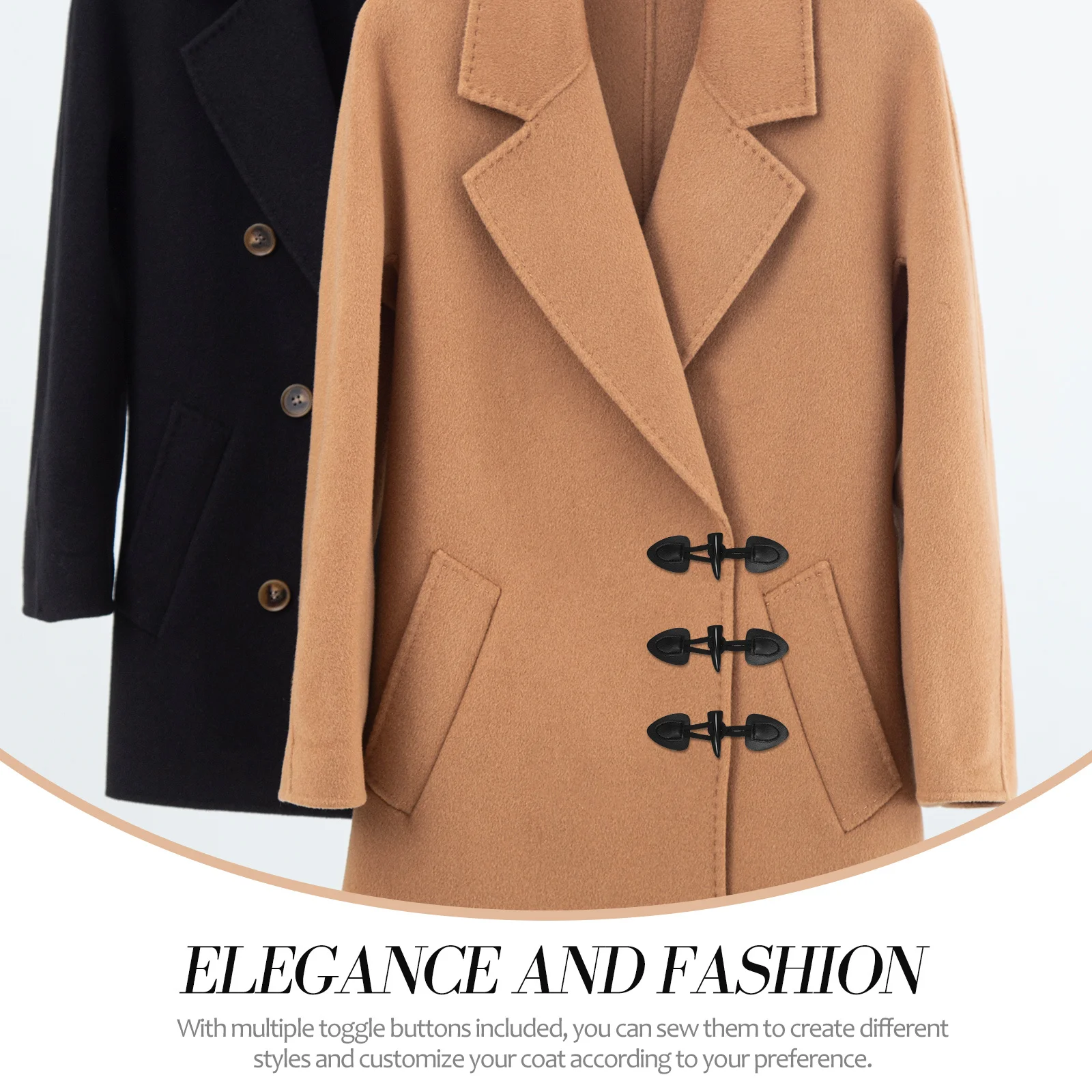 

4Pairs Toggle Closure Buttons Sturdy Coat Fasteners with Cotton Rope for Jackets DIY Fashion Repair Kits Toggle Buttons