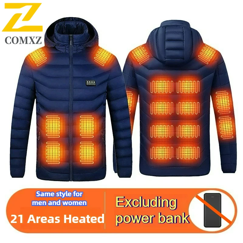 

Зимняя куртка с подогревом 9-21 зон, мужская лыжная электрическая самонагревающаяся жилетка, пальто с USB-подогревом, женская зимняя теплая куртка с подогревом
