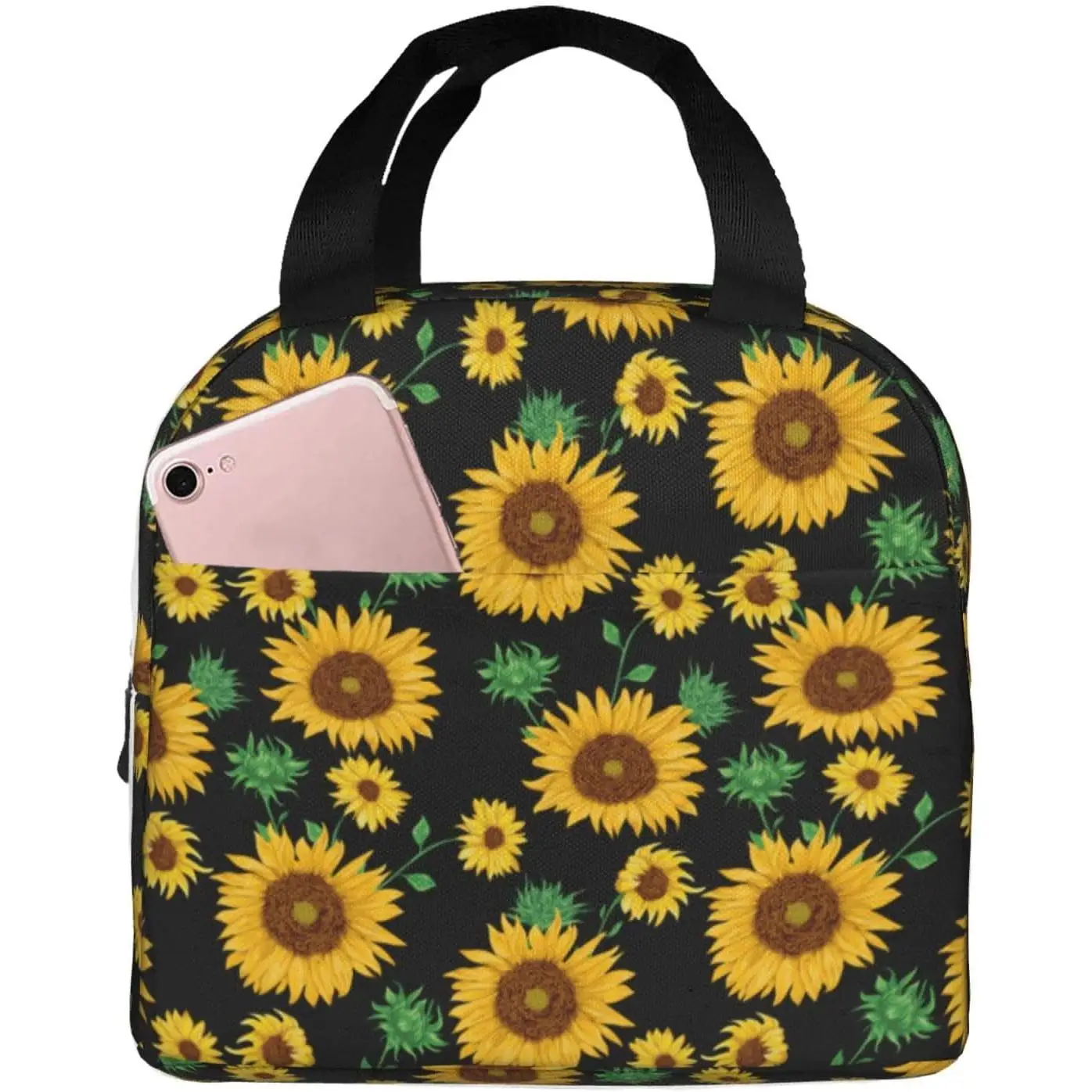 

Sunflower Print Lunch Bag Lunch Box, Insulated Lunch Bag Cooler Tote Box for Women Adult Work Office Travel Picnic