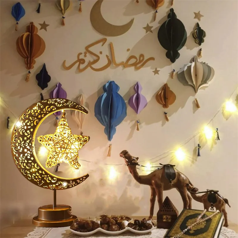 1PCS Homeleo Rustic Moon Lamp For Ramadan Decorations Lampu Raya Hari Raya Decoration