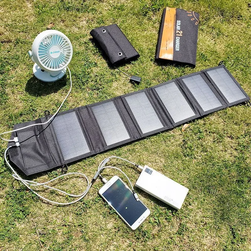 Foldable Mobile Phone and Computer Fast Charging USB 30W Waterproof Solar Panel Battery Suitable for Camping and Hiking