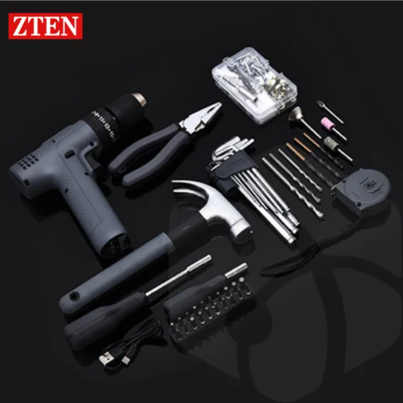 

ZTEN 2-speed Electric Drill Protable Tool Box Impact Drill Hammer Wrench Power Tool Sets Electric Tools Complete Kit Toolbox