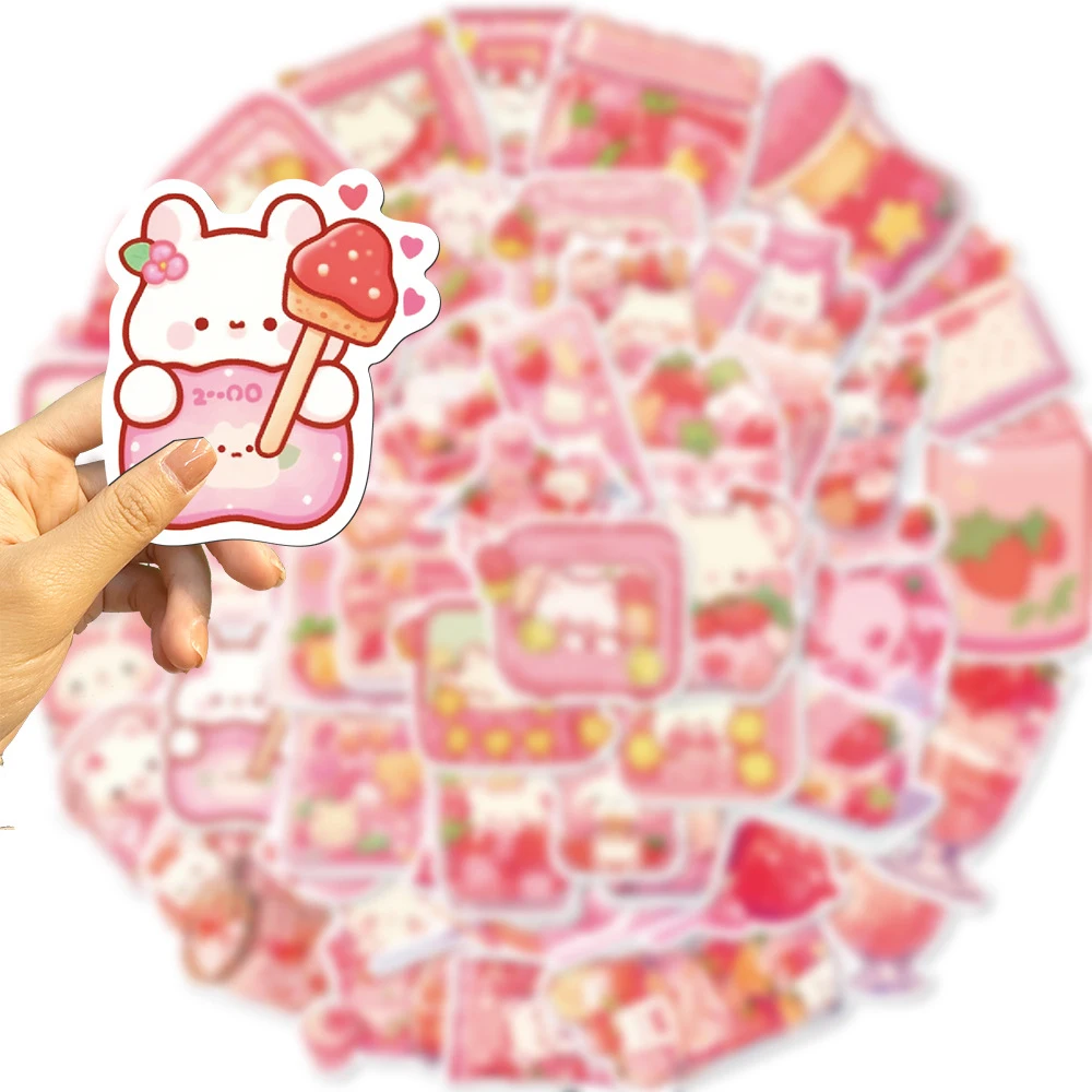 10/30/50pcs Cute Pink Snack Bear Stickers Kawaii Animal Decals Laptop Phone Suitcase Luggage Diary Waterproof Sticker Kids Toys