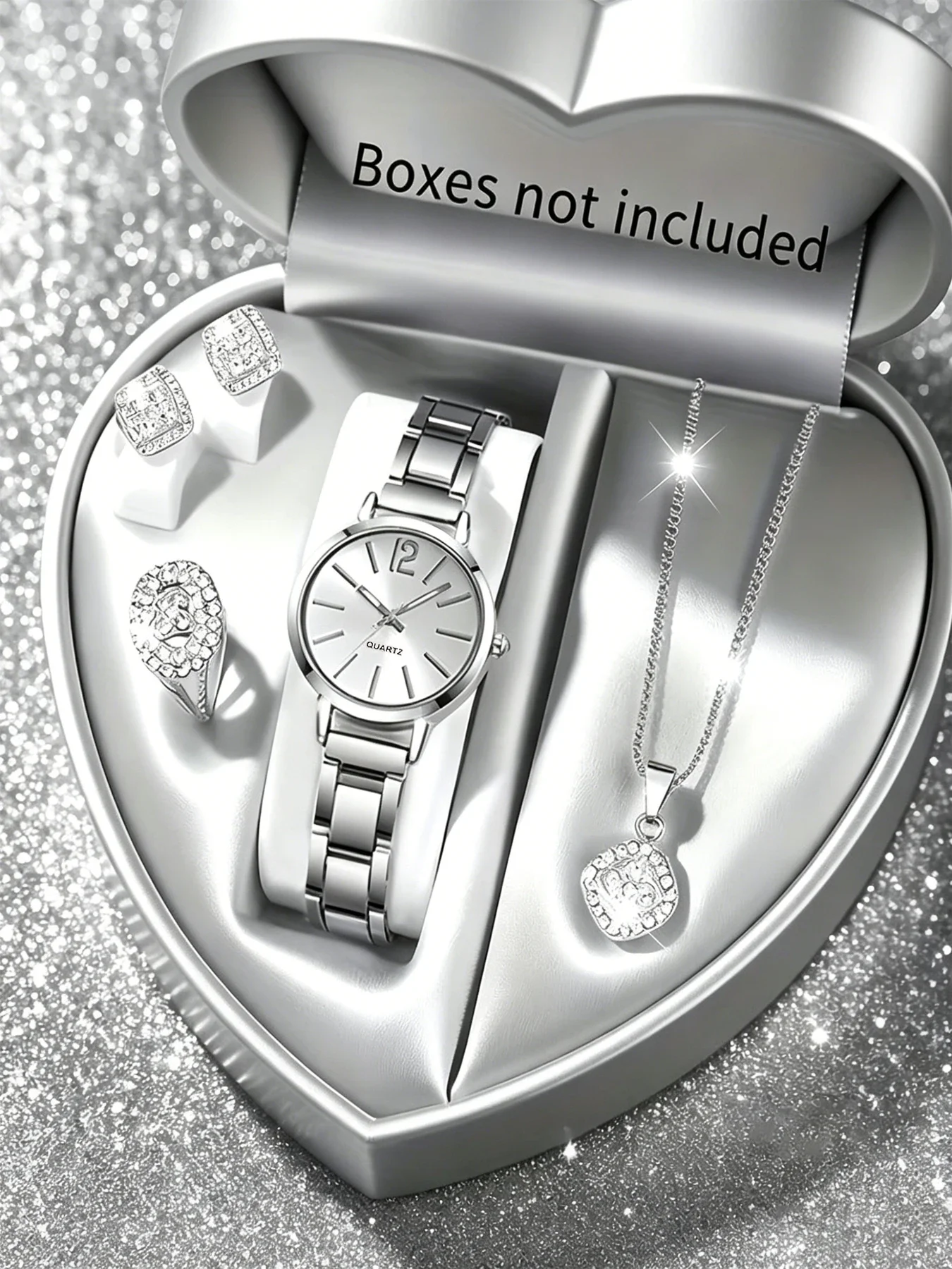 5-piece fashionable, elegant, and minimalist ladies' quartz watch set with round dial and exquisite design