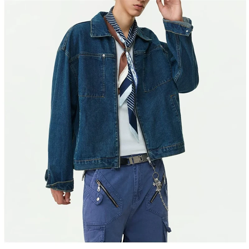 Women's Spring Blue Denim Jacket Vintage Long Sleeves Coat Unisex 2000s Clothes Autumn Young Girls New Year Warm Outerwear