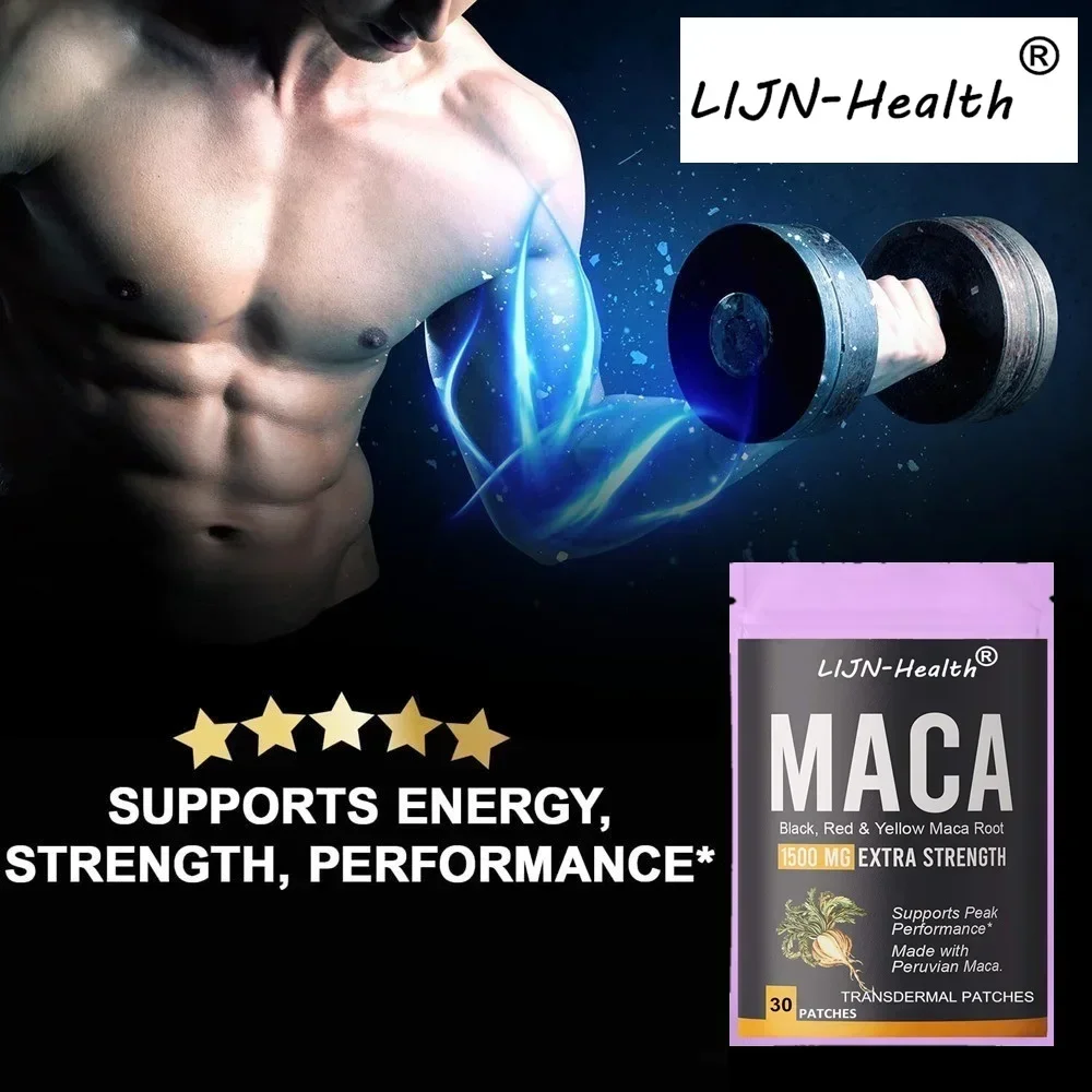 Organic Maca Root Transdermal Patches with Black + Red + Yellow Peruvian Maca Root Extract for Men and Women 30 Patches