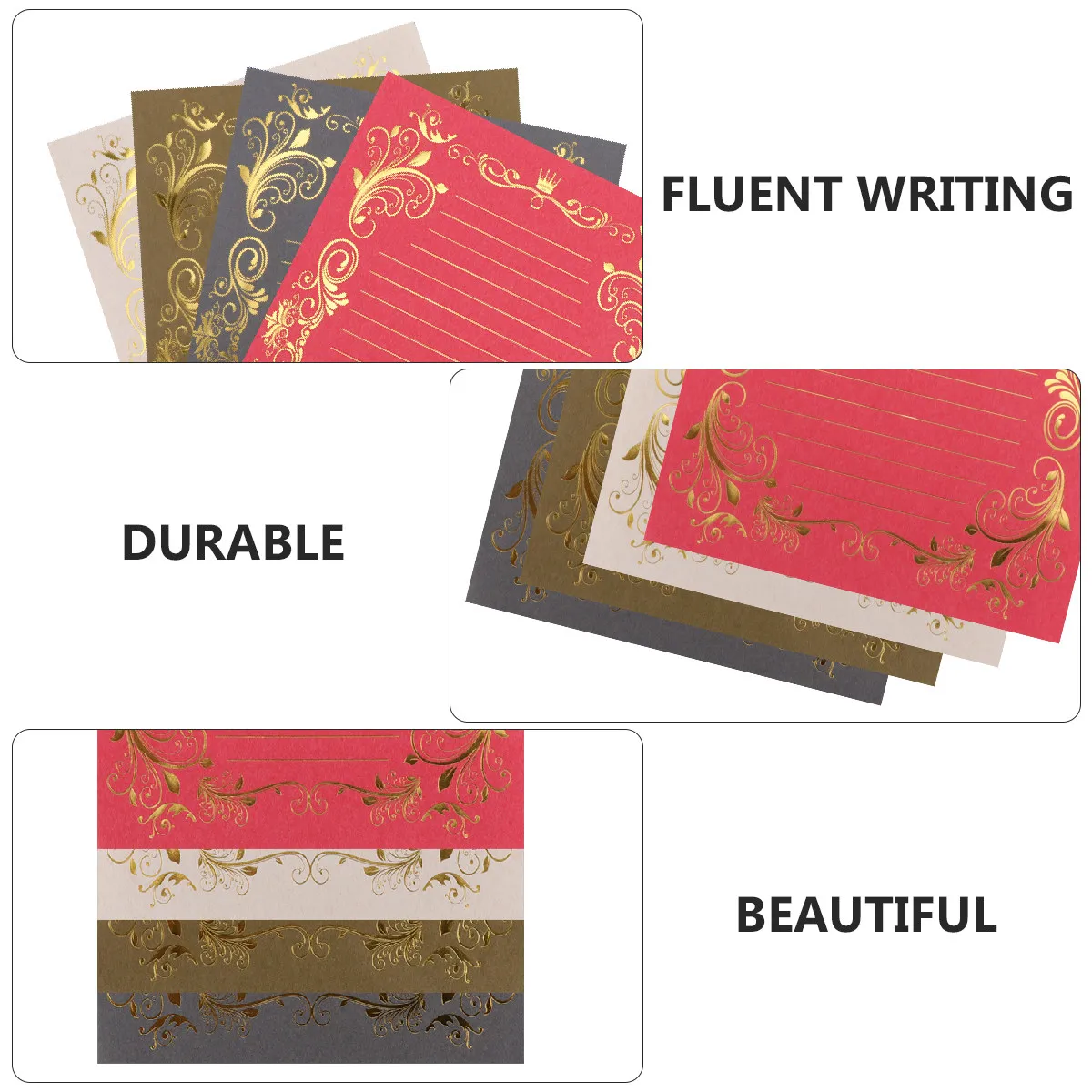 4Sets Vintage Letter Stationery Paper Hot Stamping Smooth Writing Paper Retro Printed Sheets for Creative Notes