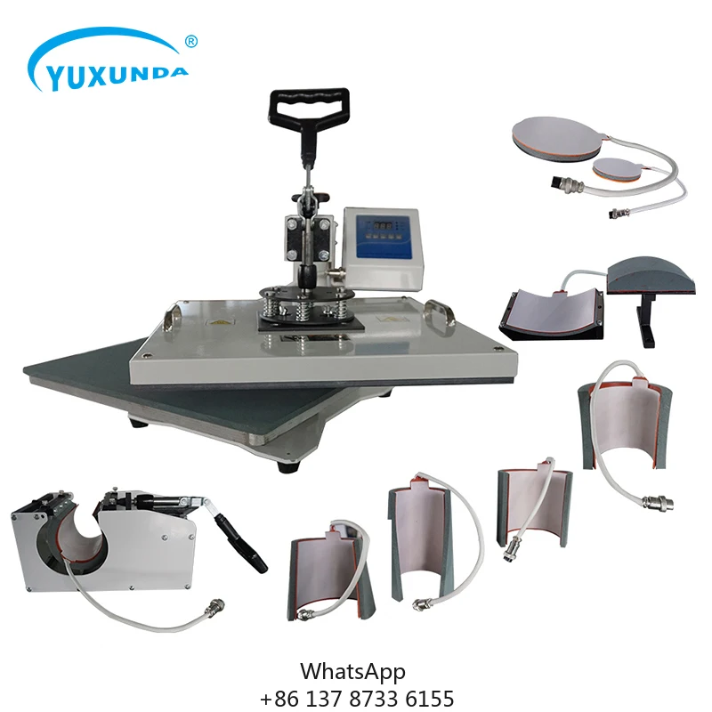 9 In 1 Digital Heat Press Machine Multifunctional Transfer Sublimation For T-Shirt Mug Cup Hat Cap Heat Platen