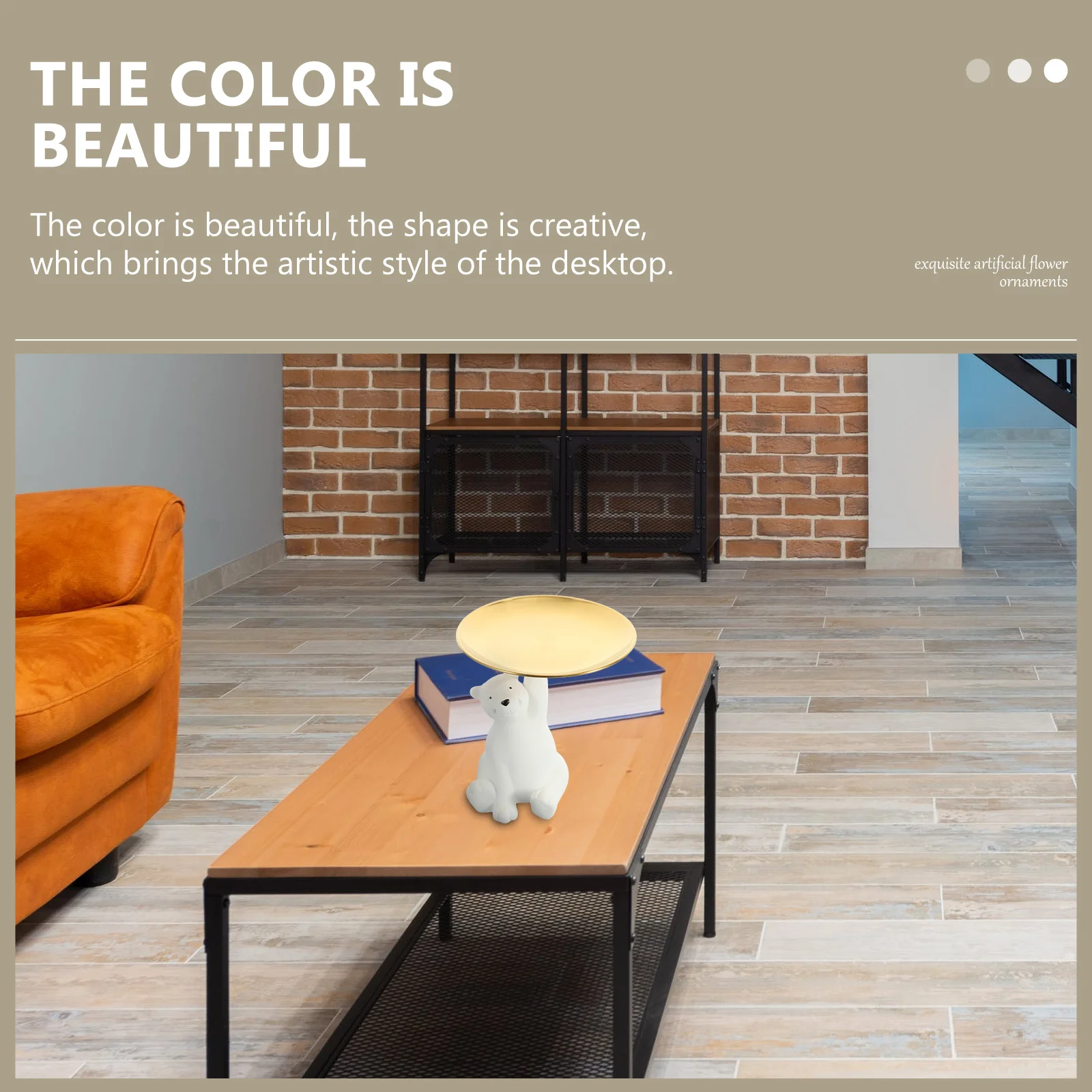 

Key Holder Tray Resin Polar Bear Decorative Storage Plate For Desk Home Office Organizer Accessories Bear-Shaped Adornment