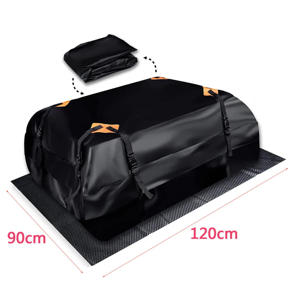 Car Roof Top Cargo Bag Heavy Duty 600D Oxford Waterproof Storage Carrier Luggage Organizer For Camping Outdoor Travel Black