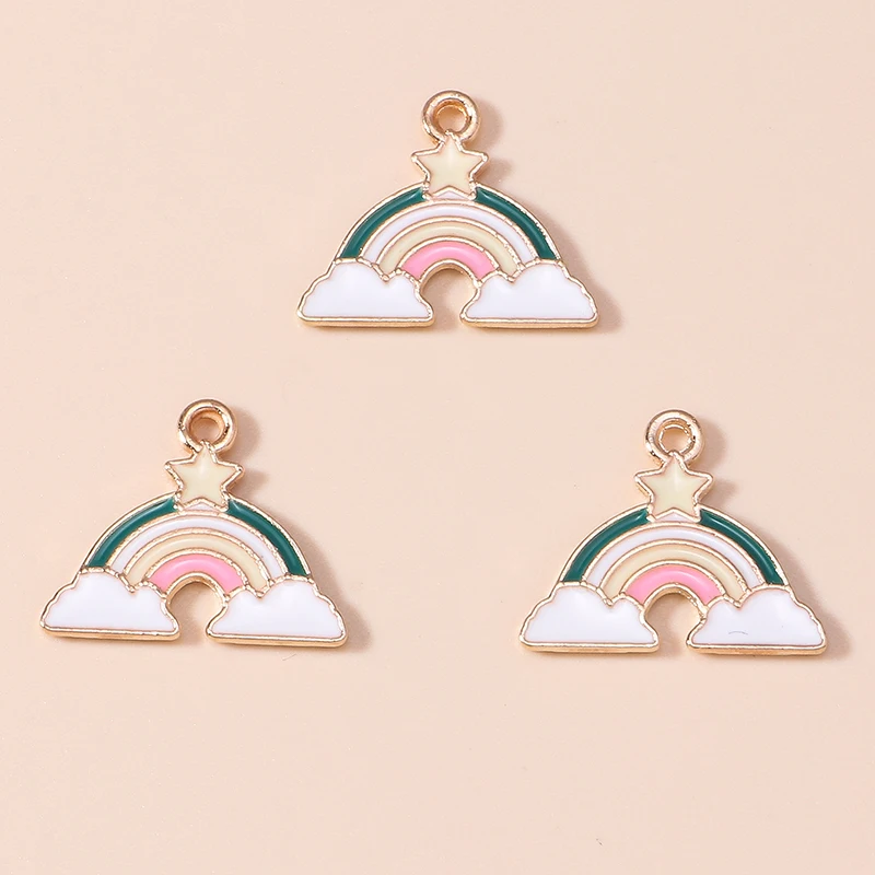 20 Stück 18x15mm Niedliche Emaille-Stern-Regenbogen-Anhänger für die Herstellung von Ohrringen, Halsketten, Armbändern, DIY-Bastelarbeiten und Schmuckzubehör – Detail 3