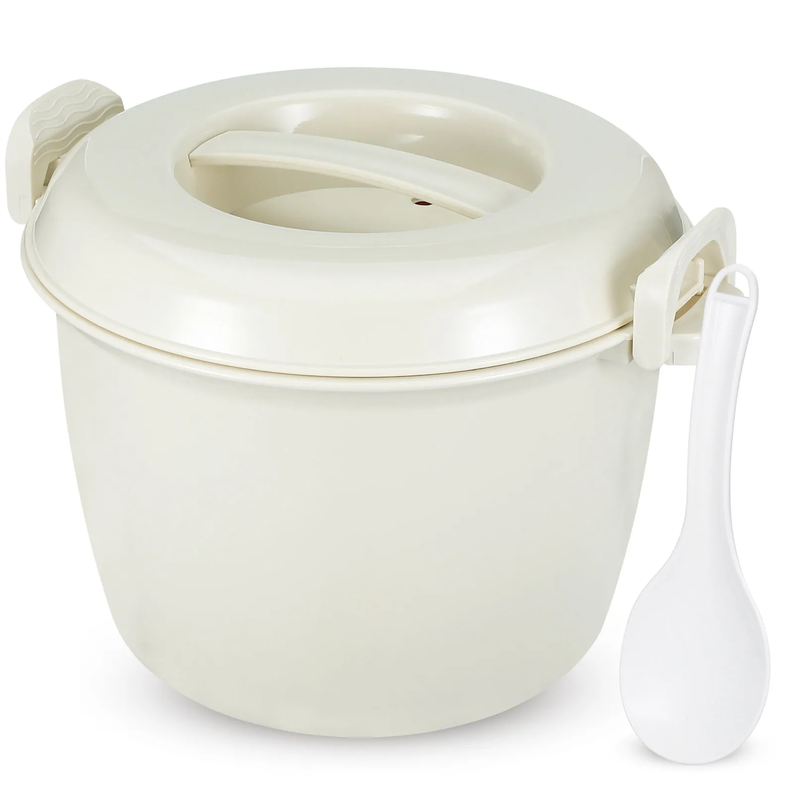 Microwave Rice Cooker Steamer 2.6L Easy Use Microwave Safe Rice Bowl Steam Release Vents Vegetable Food Steamer Microwavable