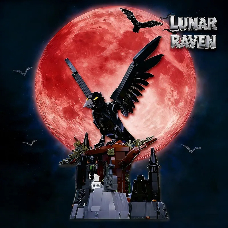 

1072pcs Dark night crow,50002 lunar raven animal model decor ornament,creative building block assembly gift DIY toys gifts
