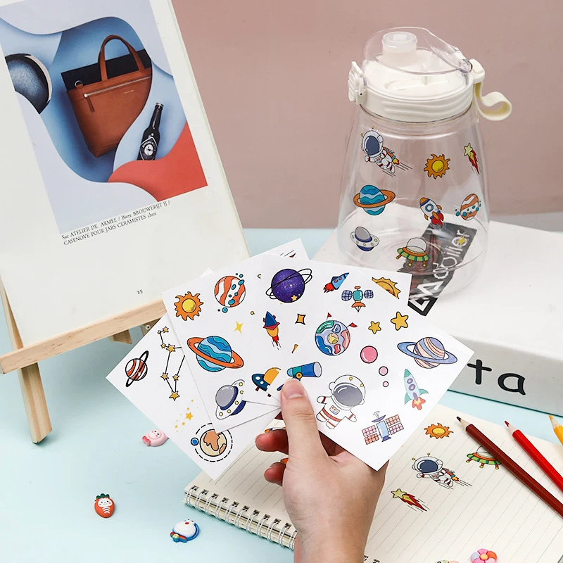 Cartoon Space Astronauts Cute Waterproof Stickers Cup Thermos Laptop Handbook Decorative Paper Decals