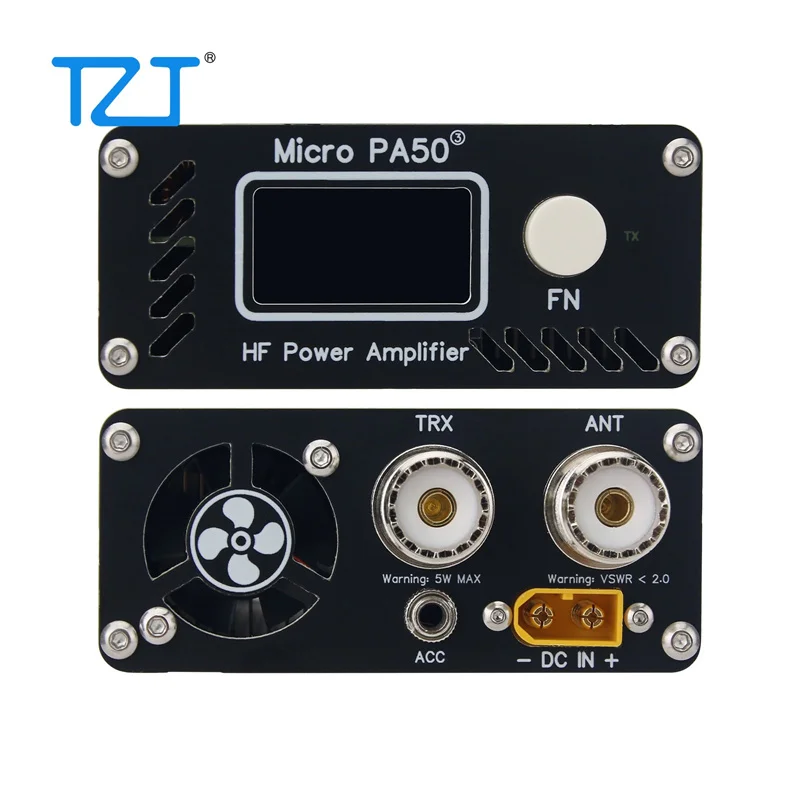 TZT Micro PA50-3 Third Generation Portable 50W 3.5MHz-30MHz RF Shortwave Power Amplifier LPF Filter OLED Display
