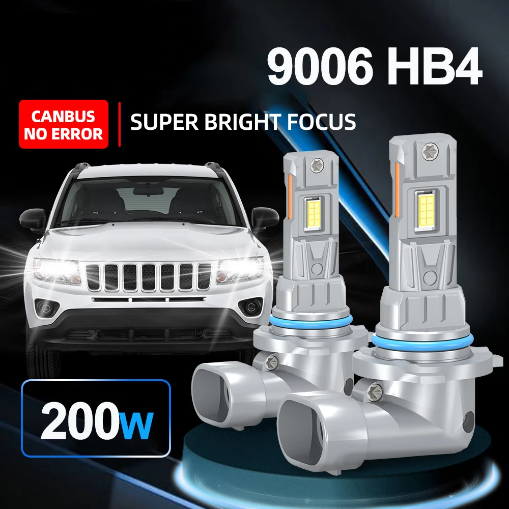 9005 HB3 9006 HB4 Led Headlights Canbus 200W 6000K Super Bright Light Bulbs Turbo 3570 CSP Single Copper Tube Front Light Lamp